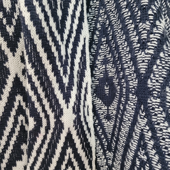 Ruby Rd Navy Blue White Fringe Sweater Open Cardigan Jacket Cover Up Sz XL - Picture 3 of 5